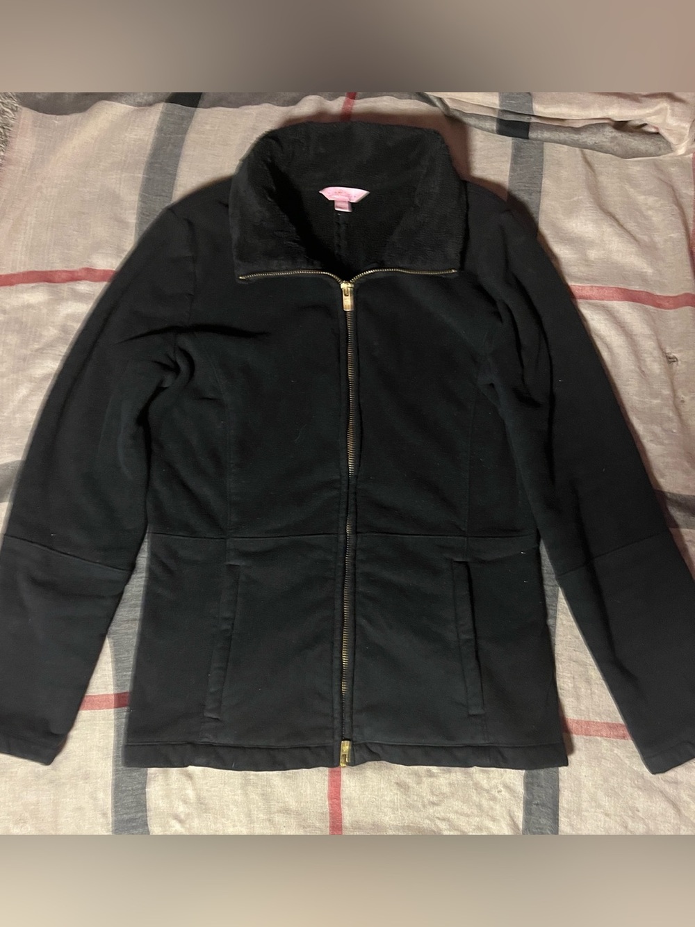 Lilly Pulitzer Grace Full Zip Fleece Jacket Black Size Small.